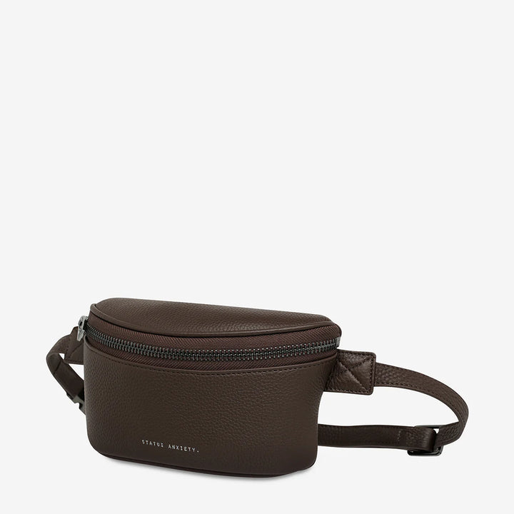 STATUS ANXIETY Womens Best Lies Leather Bum Bag Cocoa, WOMENS BAGS & CLUTCHES, STATUS ANXIETY, Elwood 101