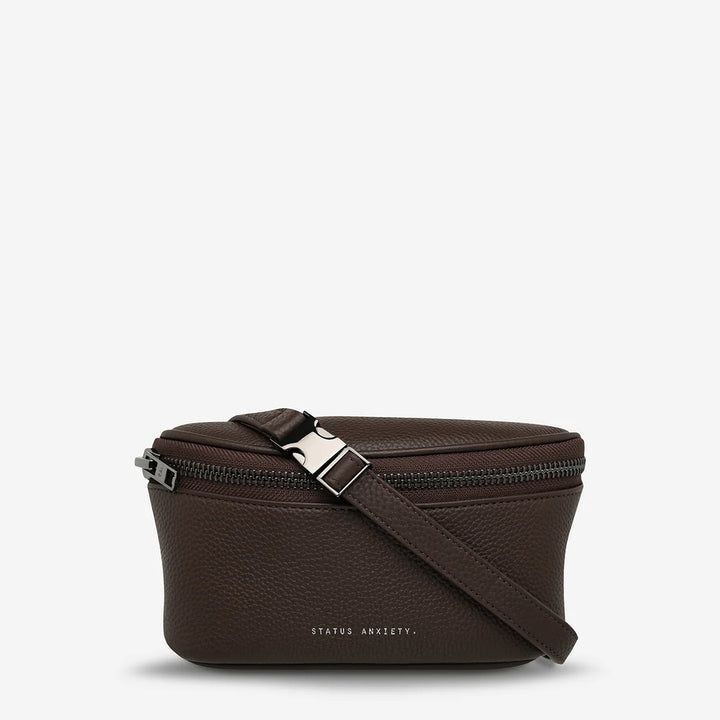 STATUS ANXIETY Womens Best Lies Leather Bum Bag Cocoa, WOMENS BAGS & CLUTCHES, STATUS ANXIETY, Elwood 101