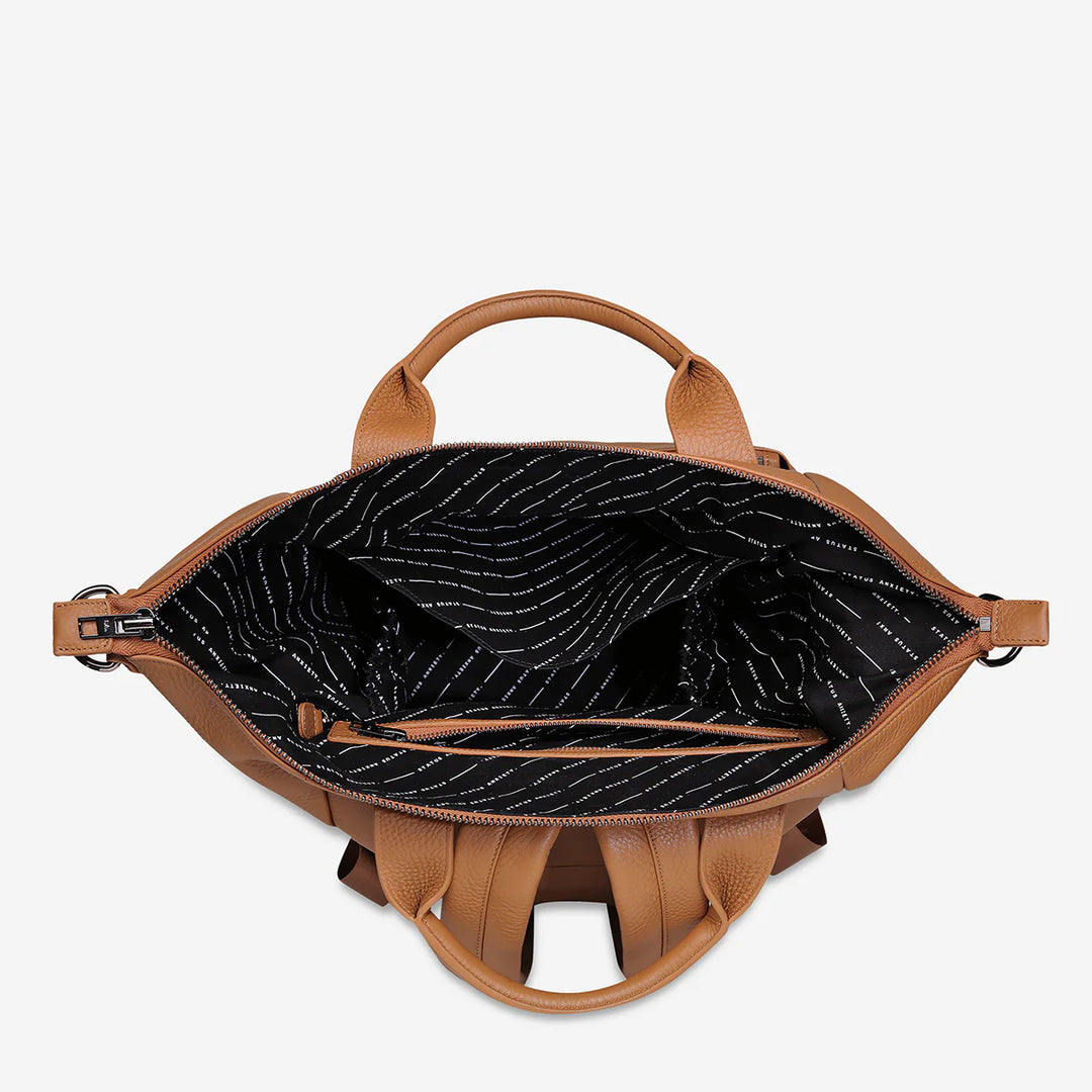 STATUS ANXIETY Womens Comes In Waves Leather Bag - Camel, WOMENS BAGS & CLUTCHES, STATUS ANXIETY, Elwood 101