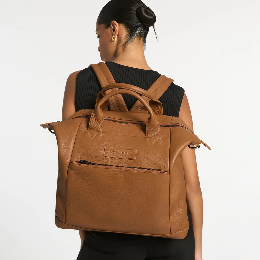 STATUS ANXIETY Womens Comes In Waves Leather Bag - Camel, WOMENS BAGS & CLUTCHES, STATUS ANXIETY, Elwood 101