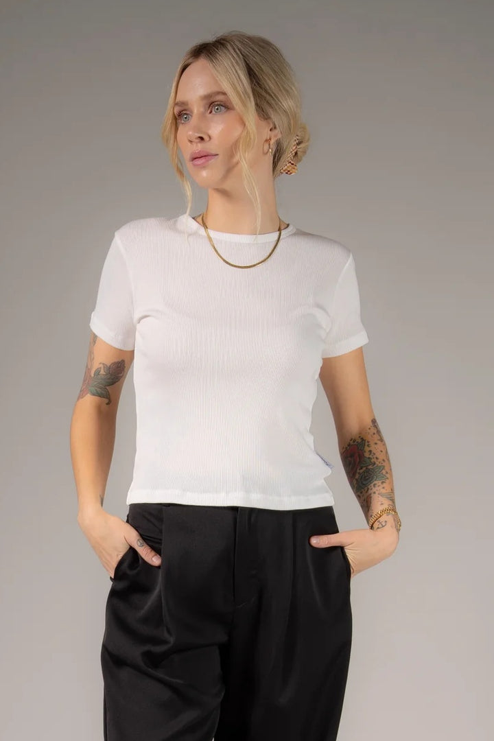 THE LAUNDRY ROOM Womens Essentials Baby Tee in White, WOMENS TEES & TANKS, THE LAUNDRY ROOM, Elwood 101