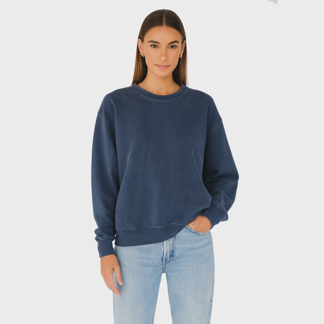THE LAUNDRY ROOM Womens Essentials Crew Neck Sweater in Navy Snow, WOMENS KNITS & SWEATERS, THE LAUNDRY ROOM, Elwood 101