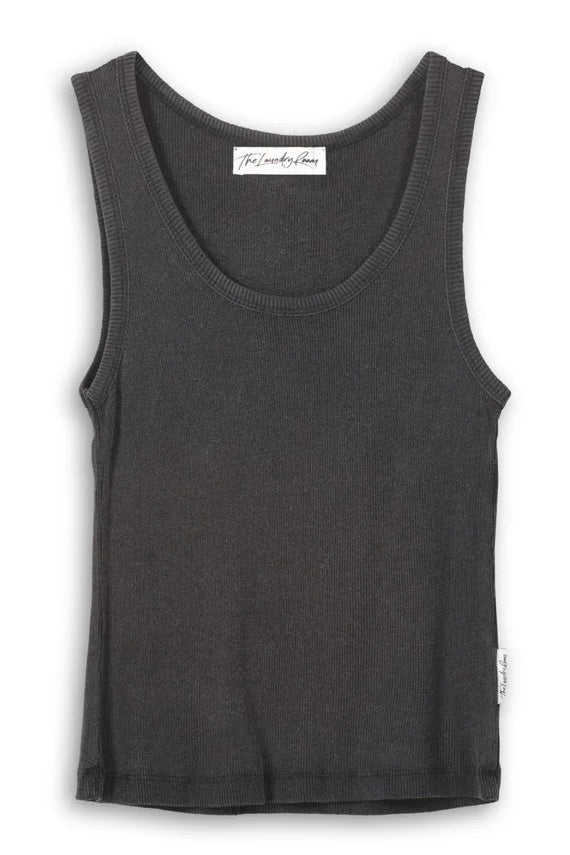 THE LAUNDRY ROOM Womens Essentials Rib Tank in Black Snow