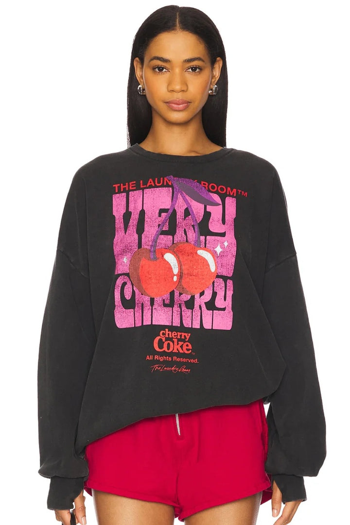 THE LAUNDRY ROOM Womens Very Cherry Coke Jump Jumper in Black Snow, WOMENS KNITS & SWEATERS, THE LAUNDRY ROOM, Elwood 101