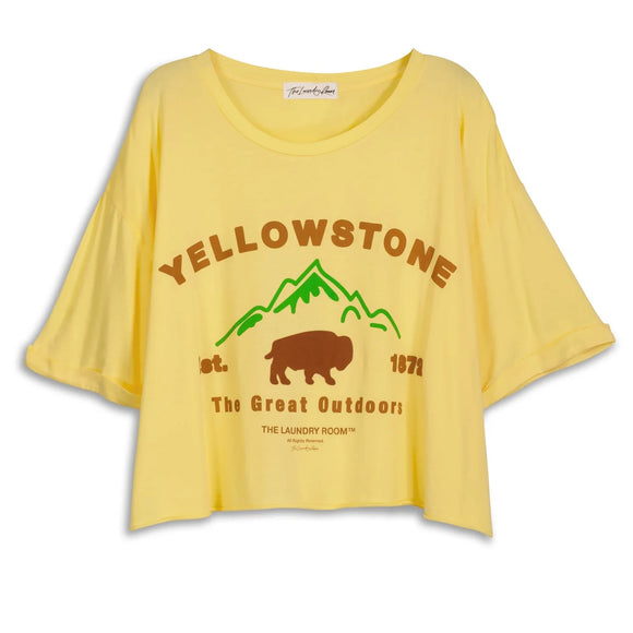 THE LAUNDRY ROOM Womens YS Bison - Crop Oversized Tee - Old Gold