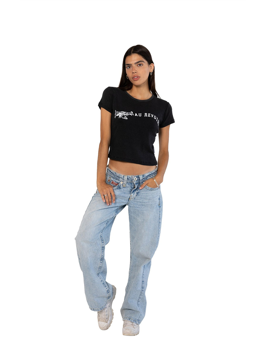 THE LAUNDRY ROOM Womens Au Revoir Baby Tee in Black Snow
