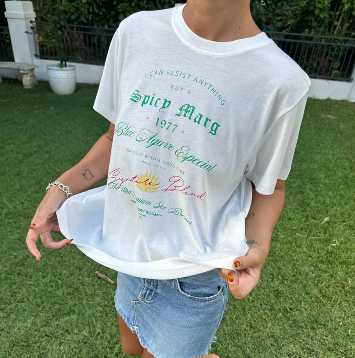 THE LAUNDRY ROOM Womens Can't Resist A Spicy Marg Perfect Tee - White, WOMENS TEES & TANKS, THE LAUNDRY ROOM, Elwood 101