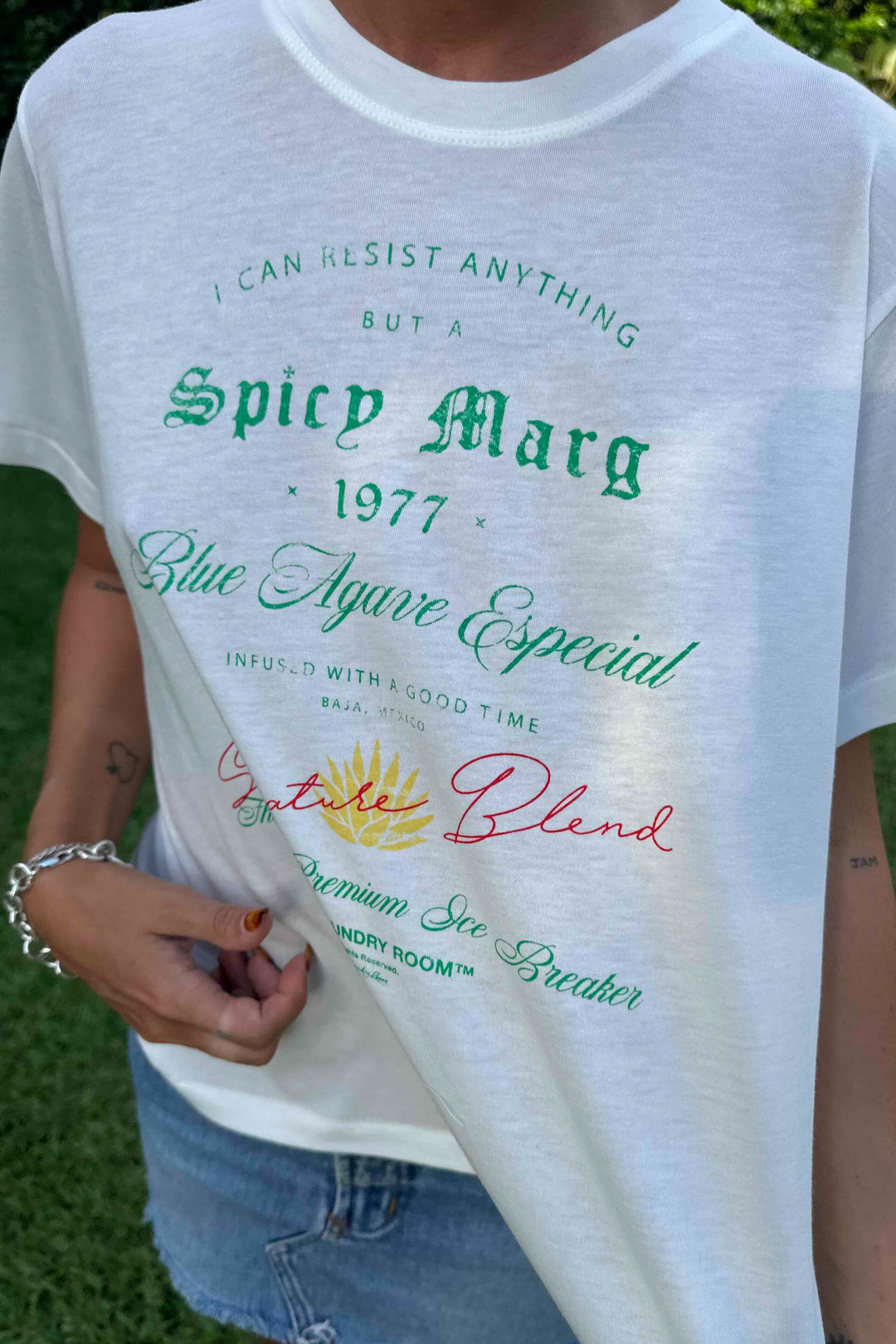THE LAUNDRY ROOM Womens Can't Resist A Spicy Marg Perfect Tee - White, WOMENS TEES & TANKS, THE LAUNDRY ROOM, Elwood 101
