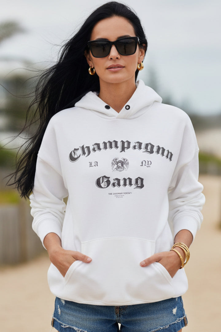 THE LAUNDRY ROOM Womens Champagne Gang Hideout Hooded Jumper - Pebble Heather