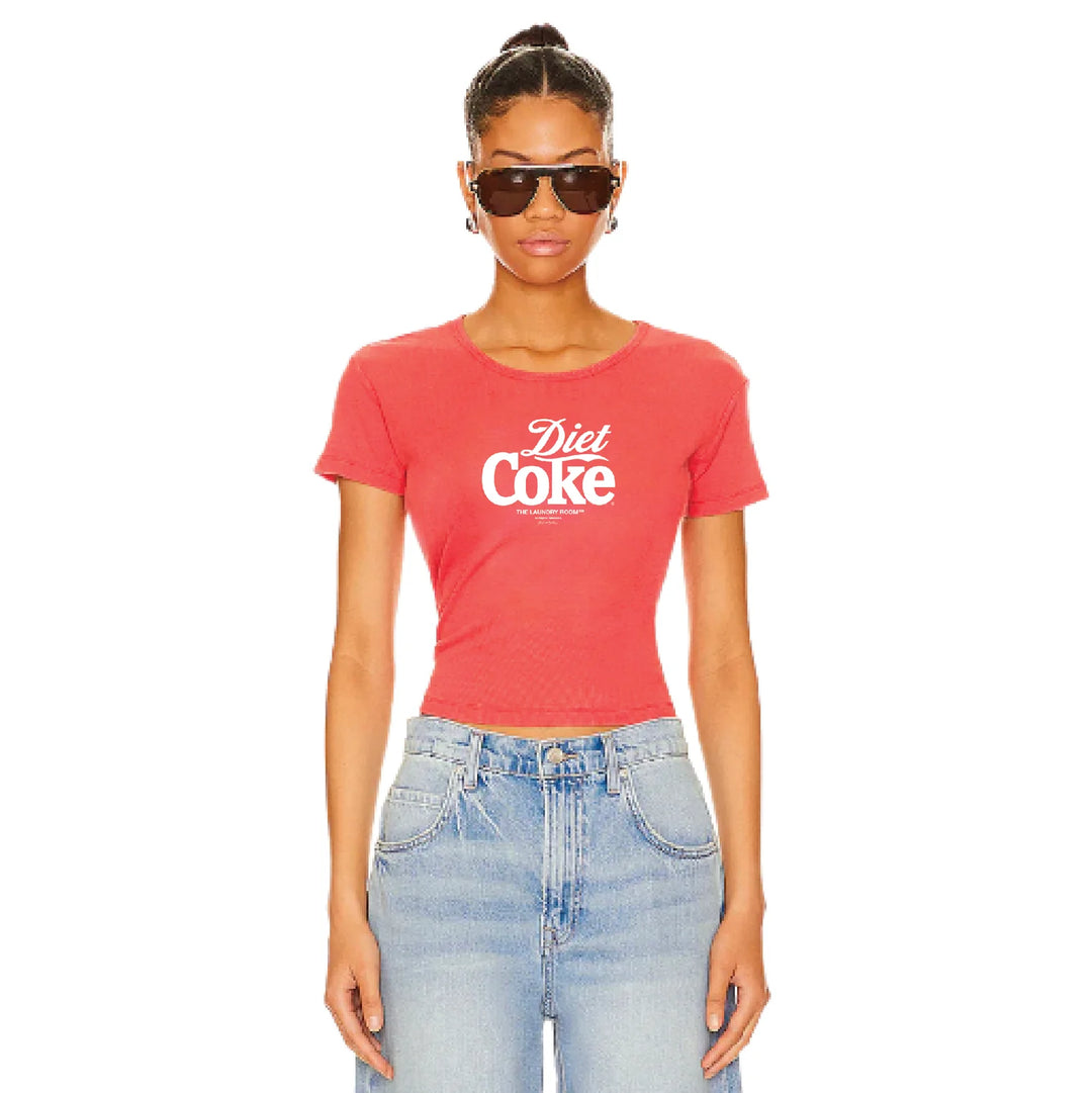THE LAUNDRY ROOM Womens Diet Coke 94 Baby Tee in Vintage Red, WOMENS TEES & TANKS, THE LAUNDRY ROOM, Elwood 101