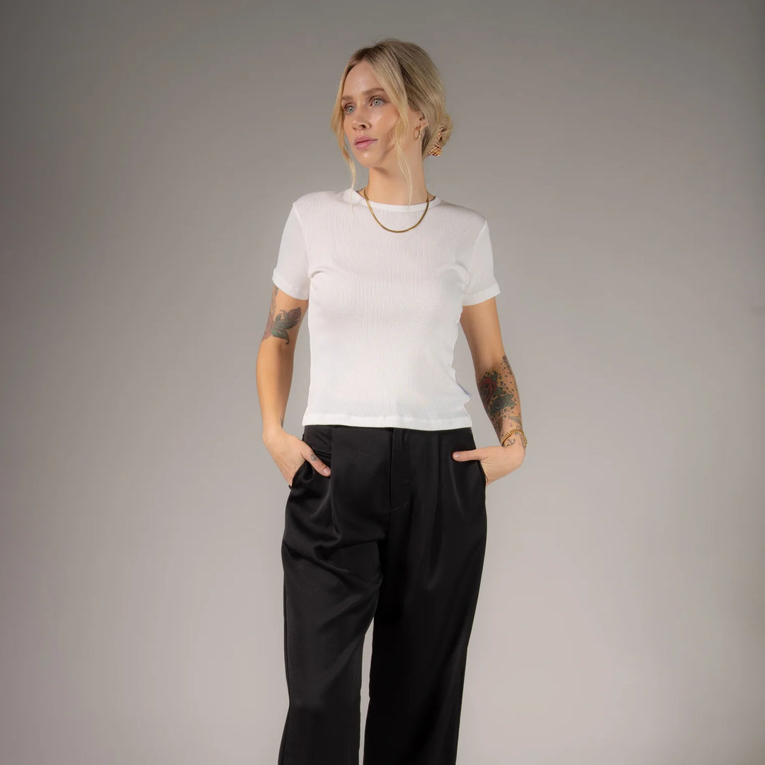 THE LAUNDRY ROOM Womens Essentials Baby Tee in White, WOMENS TEES & TANKS, THE LAUNDRY ROOM, Elwood 101