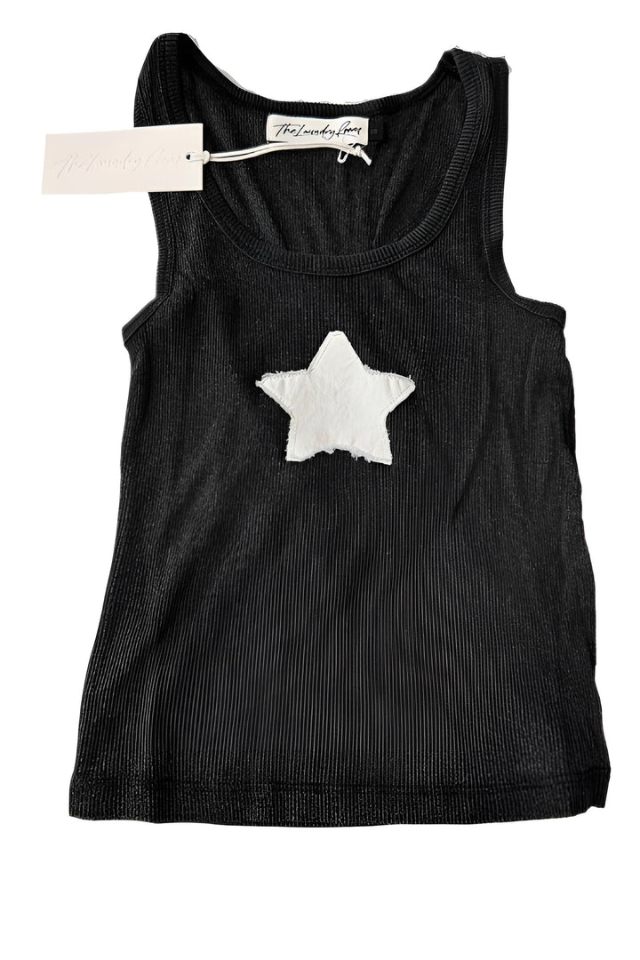 THE LAUNDRY ROOM Womens Infinite Love Rib Tank in Black Snow