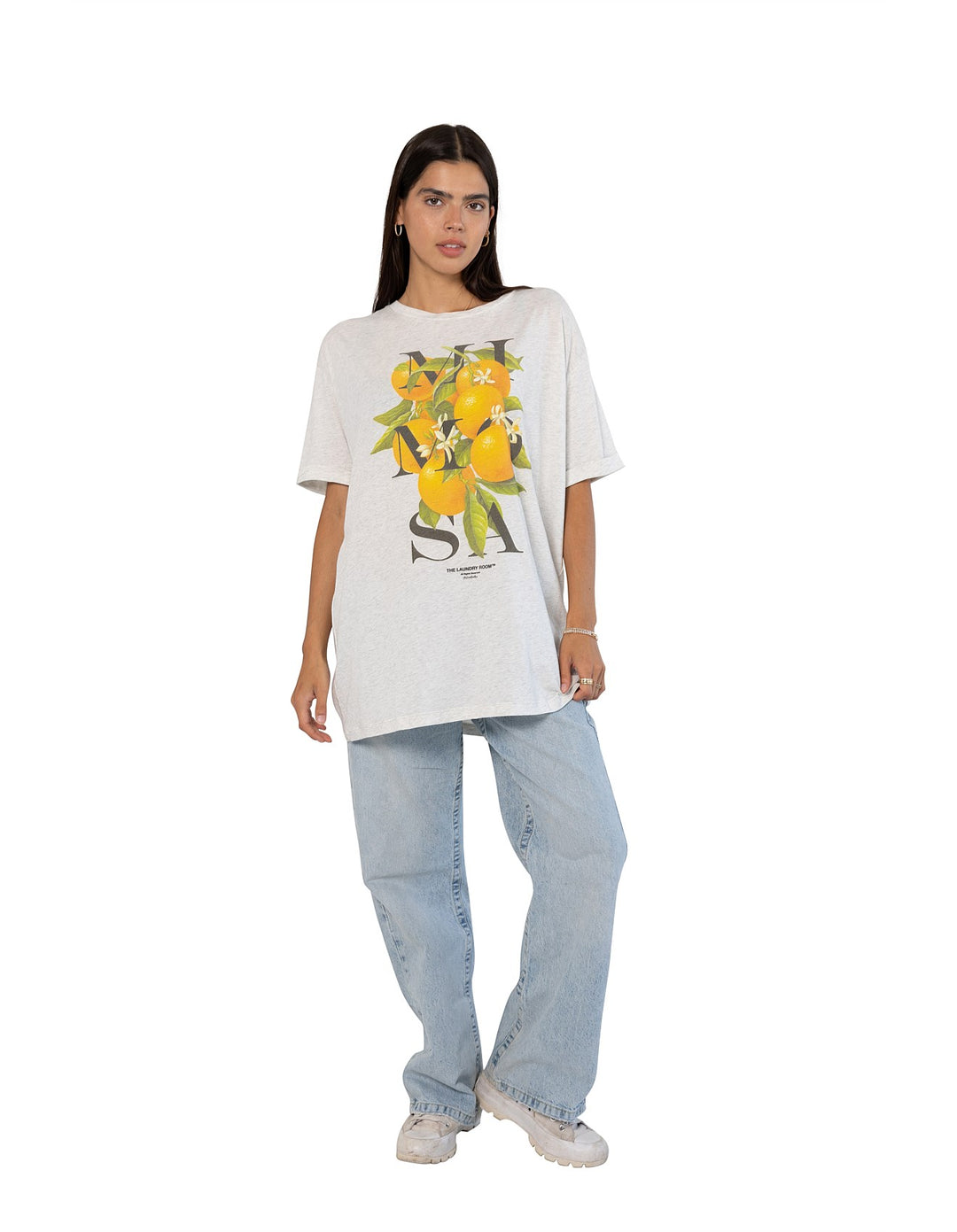 THE LAUNDRY ROOM Womens Mimosa Oversized Tee in Pebble Heather