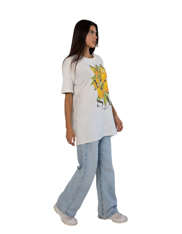THE LAUNDRY ROOM Womens Mimosa Oversized Tee in Pebble Heather