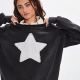 THE LAUNDRY ROOM Womens Rhinestone Star Jump Jumper - Black Snow, WOMENS KNITS & SWEATERS, THE LAUNDRY ROOM, Elwood 101
