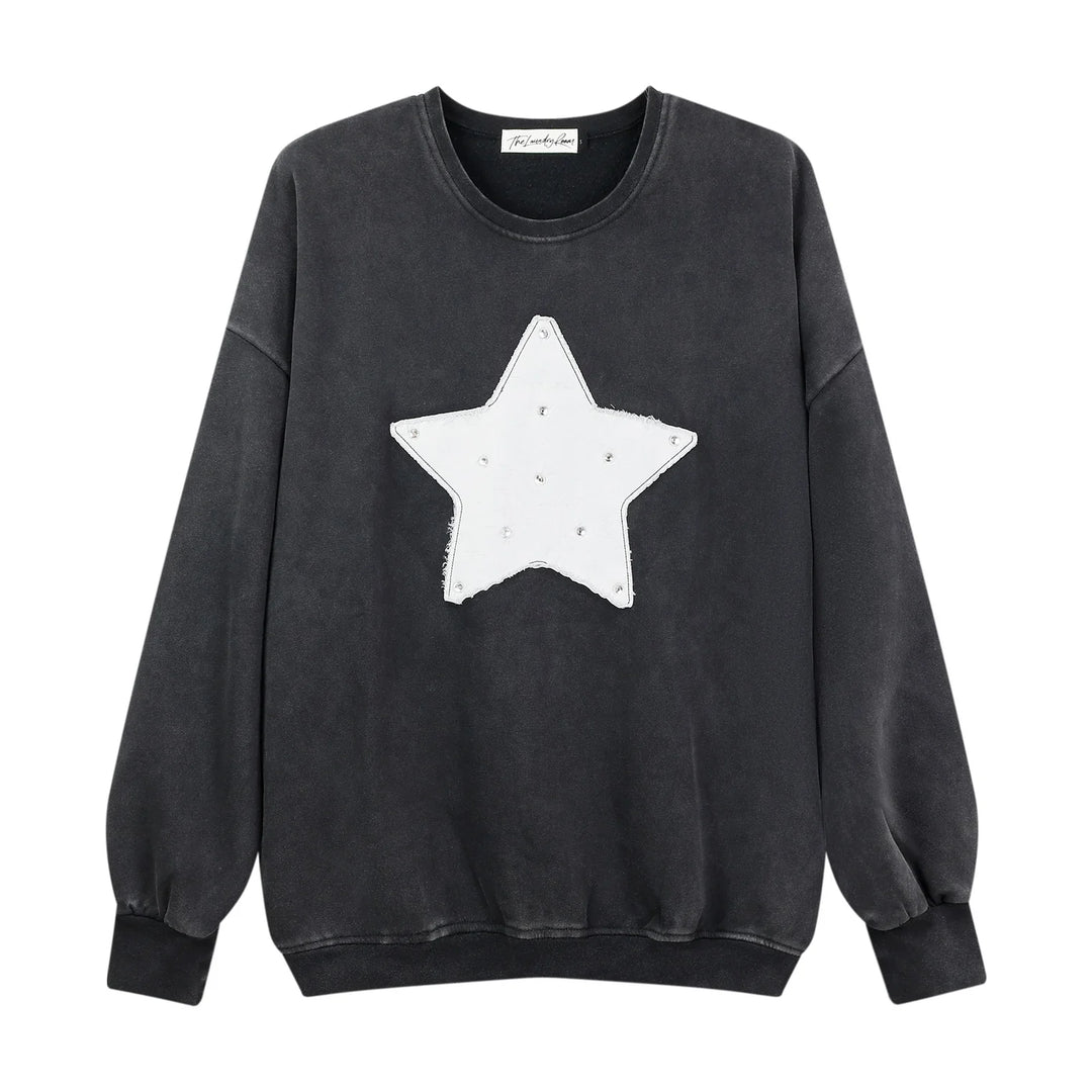 THE LAUNDRY ROOM Womens Rhinestone Star Jump Jumper - Black Snow, WOMENS KNITS & SWEATERS, THE LAUNDRY ROOM, Elwood 101