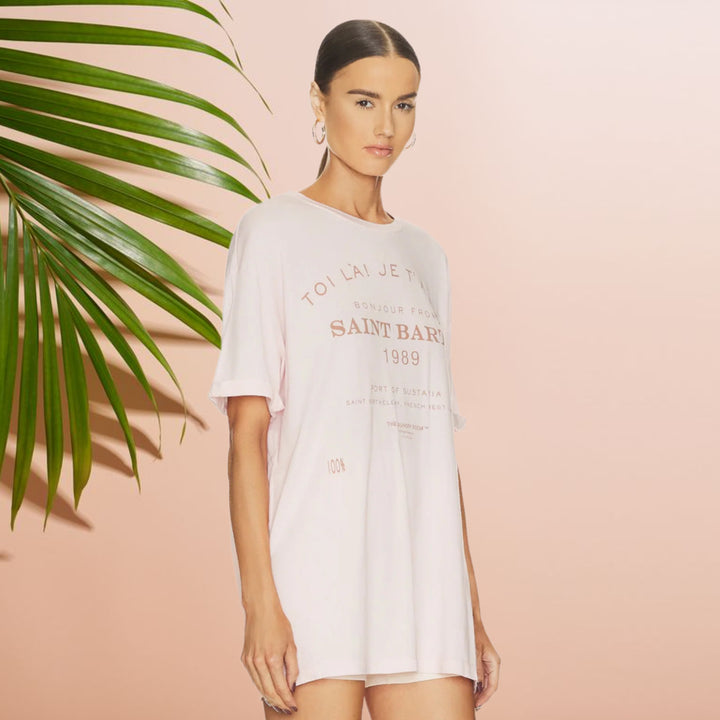 THE LAUNDRY ROOM Womens Saint Barth 89 Oversized Tee - Blush Pink, WOMENS TEES & TANKS, THE LAUNDRY ROOM, Elwood 101