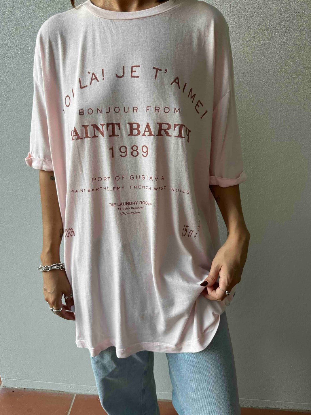 THE LAUNDRY ROOM Womens Saint Barth 89 Oversized Tee - Blush Pink, WOMENS TEES & TANKS, THE LAUNDRY ROOM, Elwood 101