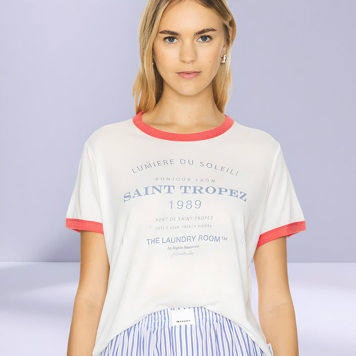 THE LAUNDRY ROOM Womens Saint Tropez Tee - White/Red, WOMENS TEES & TANKS, THE LAUNDRY ROOM, Elwood 101