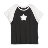 THE LAUNDRY ROOM Womens Stardom Raglan Baby Tee - Black & White