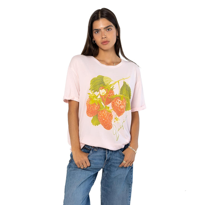 THE LAUNDRY ROOM Womens Strawberry Dacquiri Oversized Tee in Blush Pink, WOMENS TEES & TANKS, THE LAUNDRY ROOM, Elwood 101