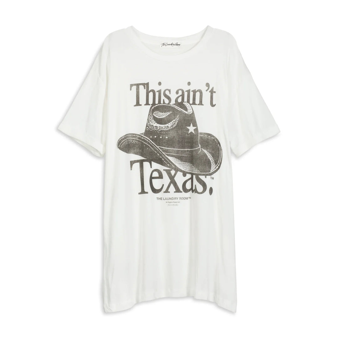THE LAUNDRY ROOM Womens This Ain't Texas Oversized Tee - White, WOMENS TEES & TANKS, THE LAUNDRY ROOM, Elwood 101