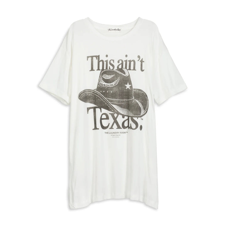 THE LAUNDRY ROOM Womens This Ain't Texas Oversized Tee - White, WOMENS TEES & TANKS, THE LAUNDRY ROOM, Elwood 101