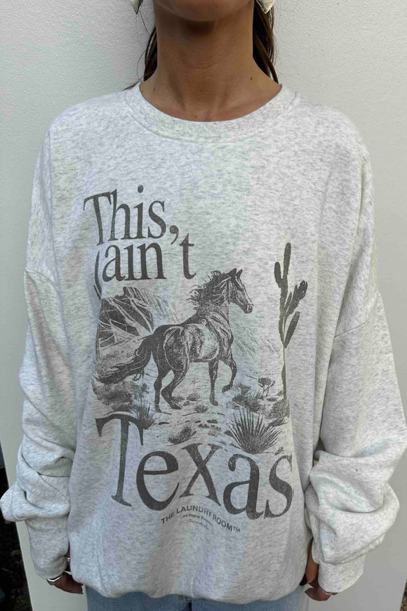 THE LAUNDRY ROOM Womens This Ain't Texas Stallion Jumper - Pebble Heather