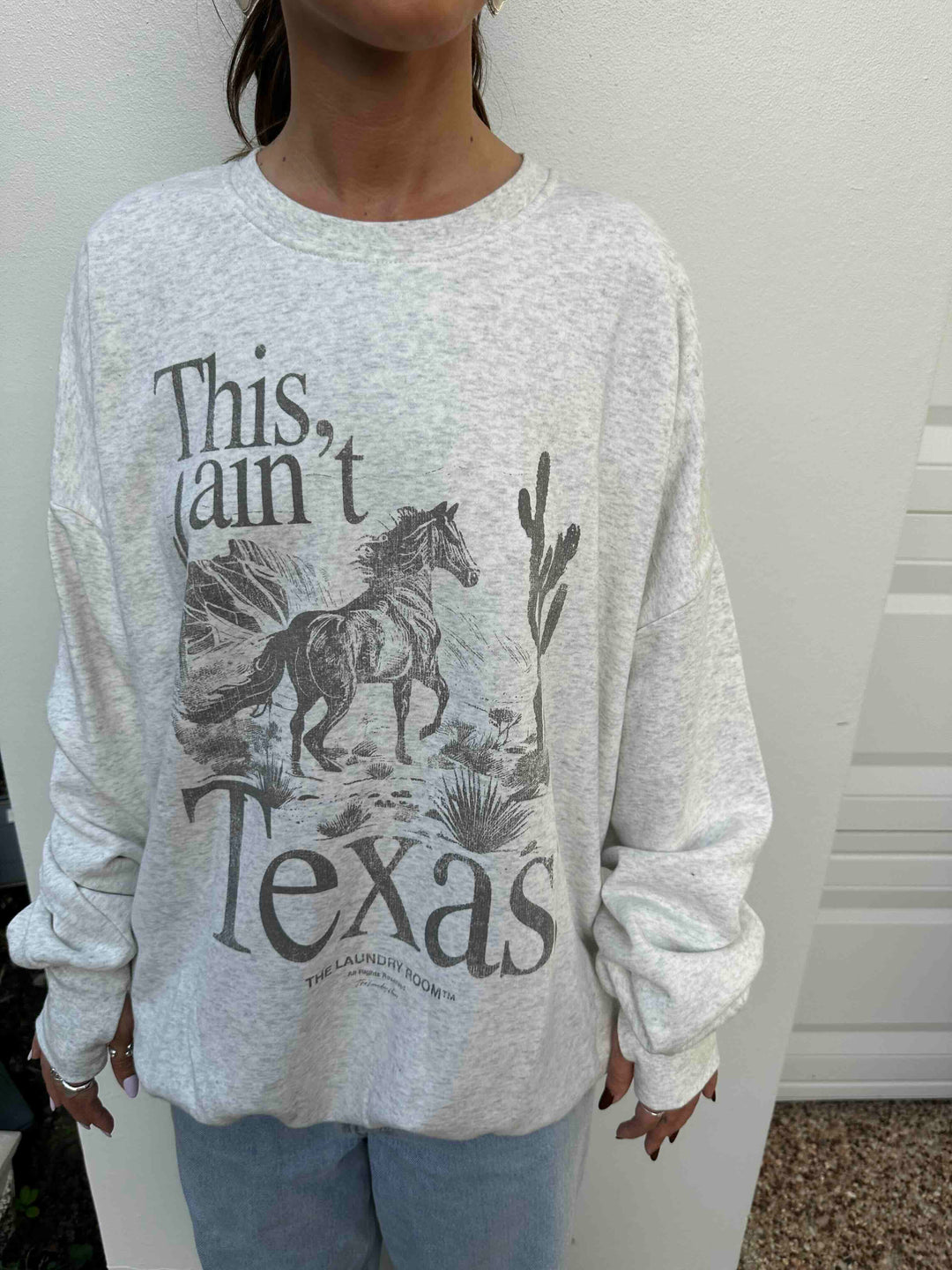 THE LAUNDRY ROOM Womens This Ain't Texas Stallion Jumper - Pebble Heather, WOMENS KNITS & SWEATERS, THE LAUNDRY ROOM, Elwood 101