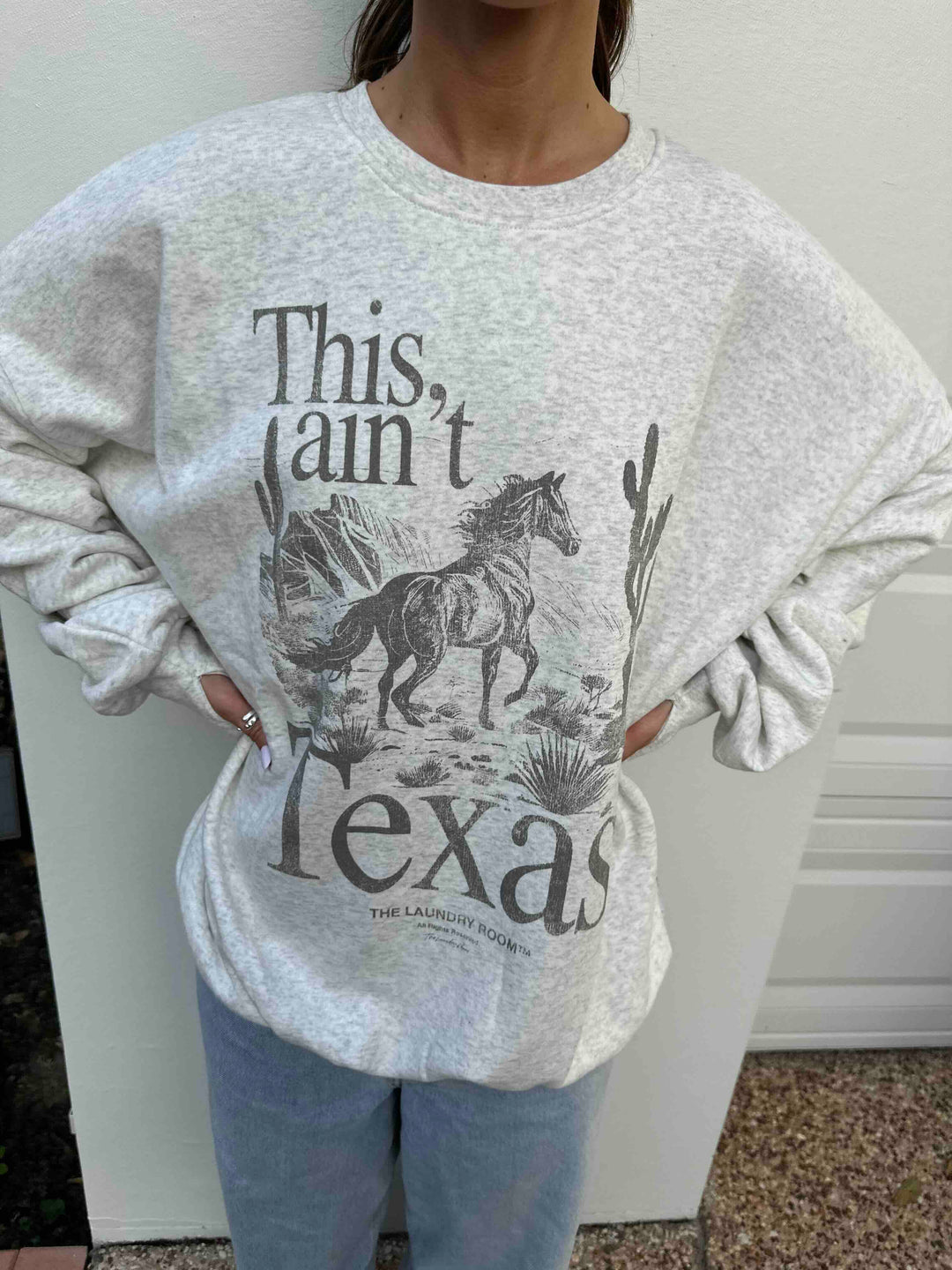 THE LAUNDRY ROOM Womens This Ain't Texas Stallion Jumper - Pebble Heather, WOMENS KNITS & SWEATERS, THE LAUNDRY ROOM, Elwood 101