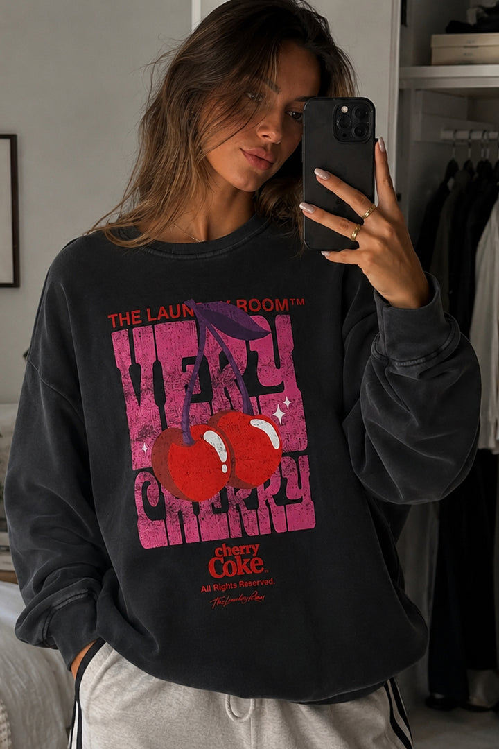 THE LAUNDRY ROOM Womens Very Cherry Coke Jump Jumper in Black Snow, WOMENS KNITS & SWEATERS, THE LAUNDRY ROOM, Elwood 101