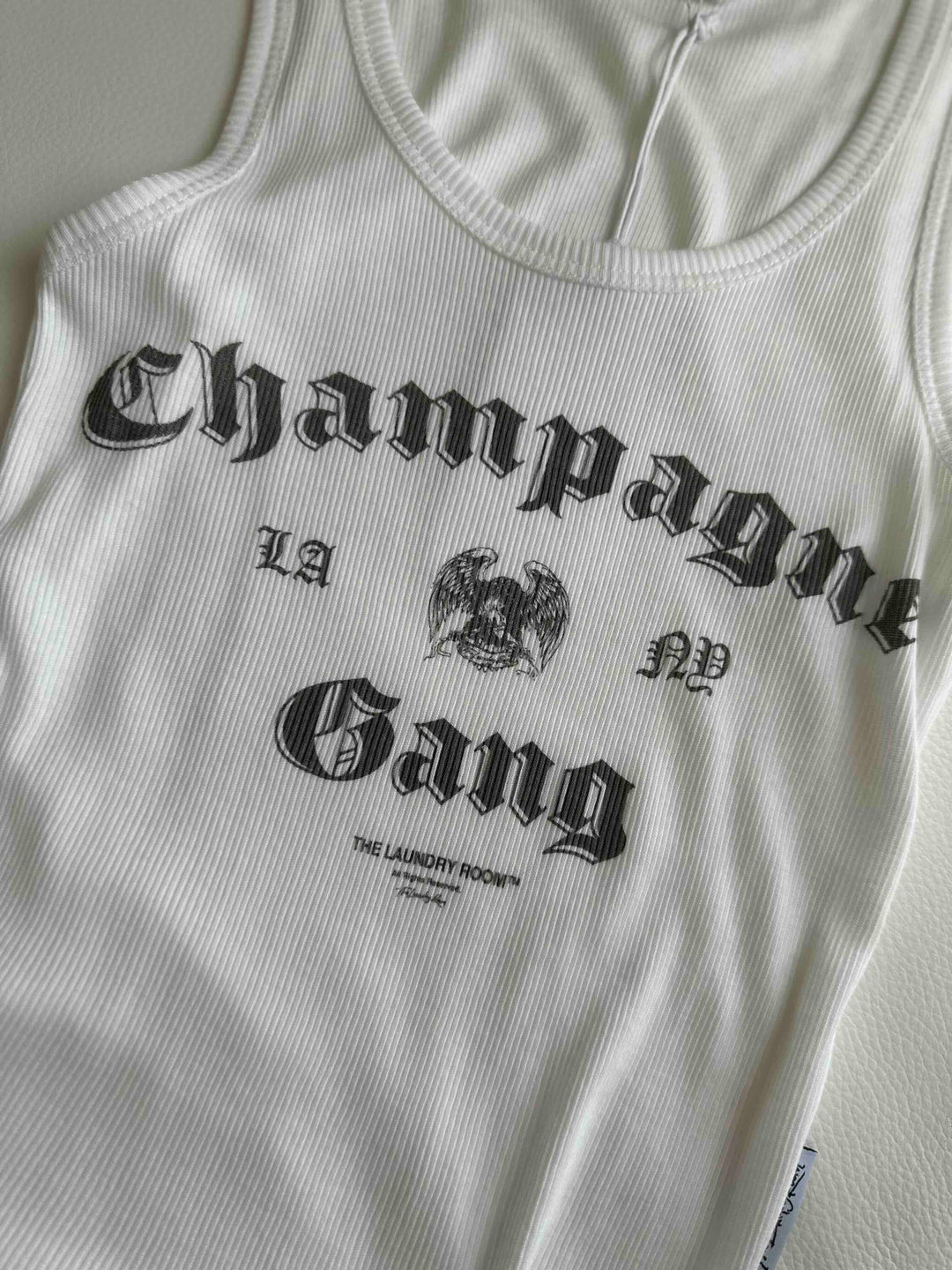 THE LAUNDRY ROOM Womens Champagne Gang Rib Tank - White, WOMENS TEES & TANKS, THE LAUNDRY ROOM, Elwood 101