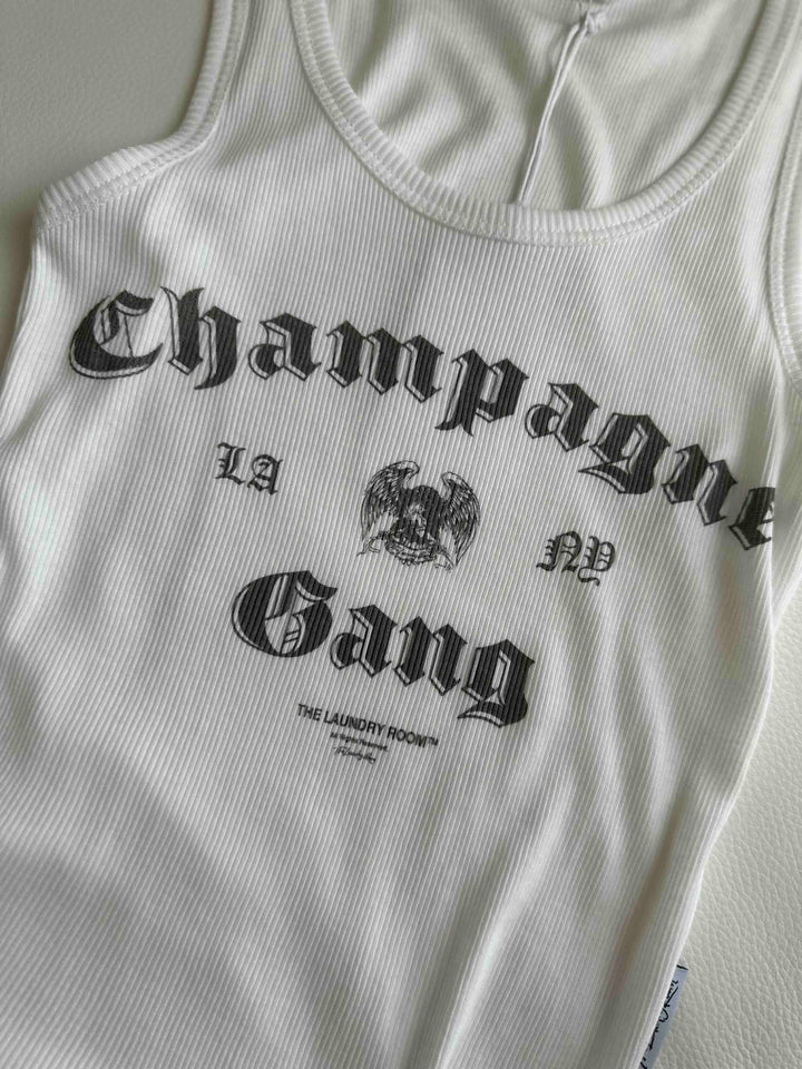 THE LAUNDRY ROOM Womens Champagne Gang Rib Tank - White, WOMENS TEES & TANKS, THE LAUNDRY ROOM, Elwood 101
