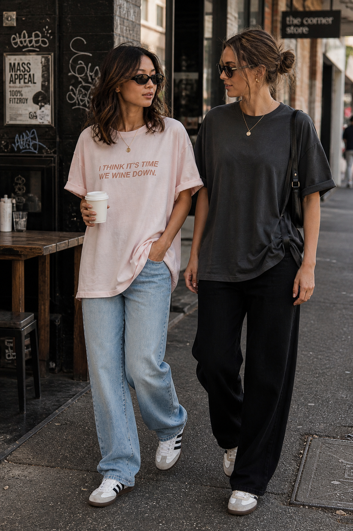 THE LAUNDRY ROOM Womens Wine Down Oversized Tee in Blush Pink, , THE LAUNDRY ROOM, Elwood 101