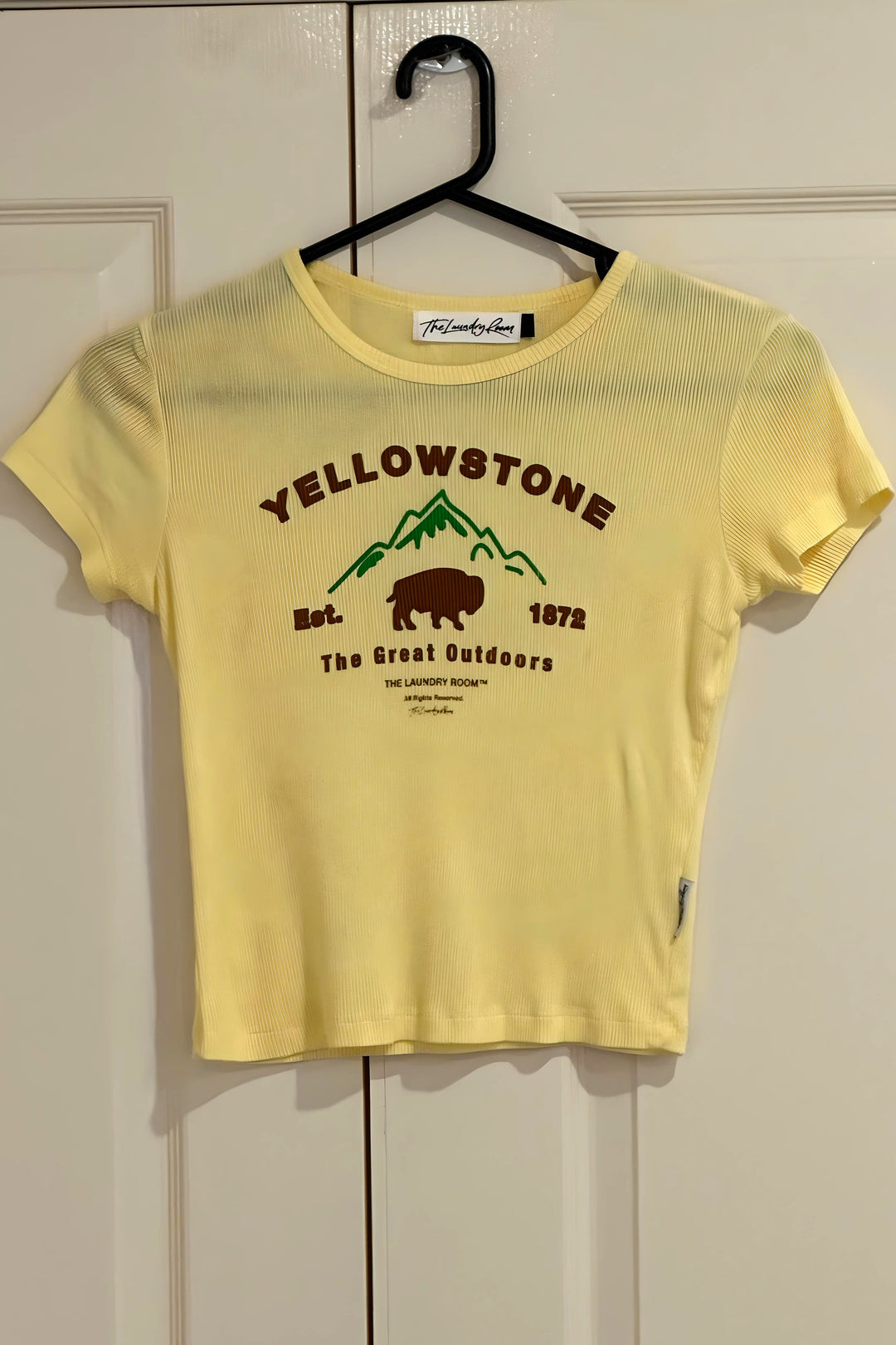 THE LAUNDRY ROOM Womens Yellowstone Bison Baby Tee Tee - Old Gold, WOMENS TEES & TANKS, THE LAUNDRY ROOM, Elwood 101