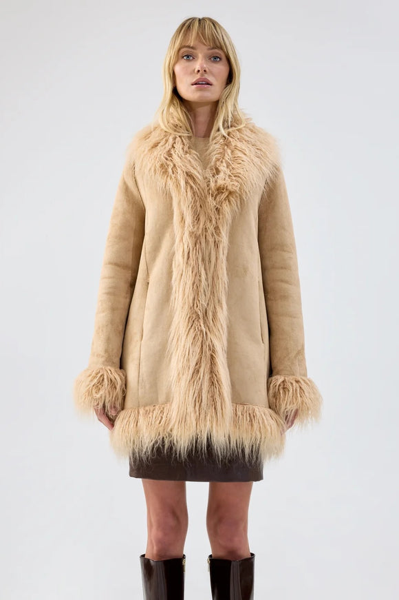 UNREAL FUR Womens Avant Garde Coat - Taupe, WOMENS COATS & JACKETS, UNREAL FUR, Elwood 101