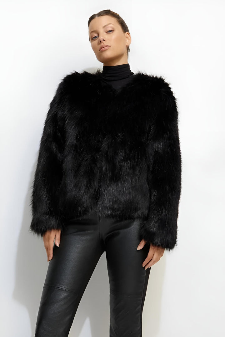 UNREAL FUR Womens Unreal Dream Faux Fur Jacket in Black
