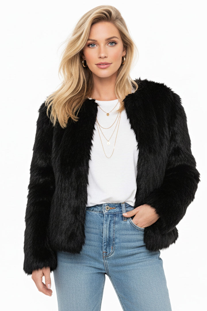 UNREAL FUR Womens Unreal Dream Faux Fur Jacket in Black