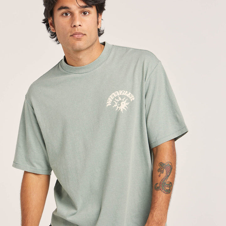 WRANGLER Mens Sun Yin Slacker Recycled Cotton Tee - Washed Jade, MENS TEE SHIRTS, WRANGLER, Elwood 101