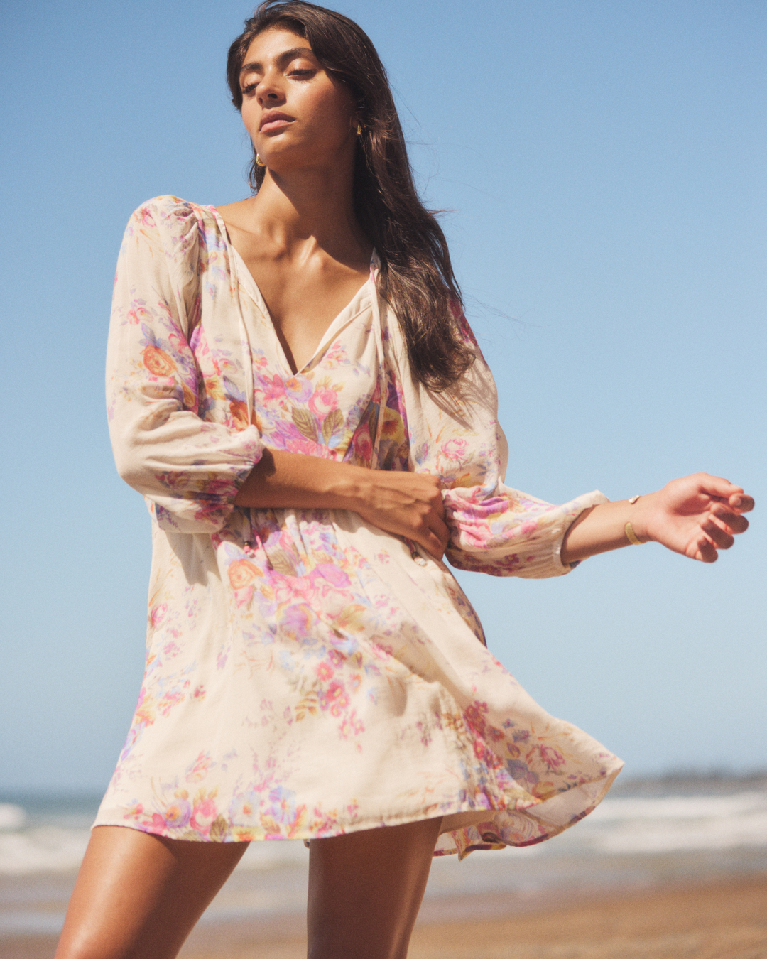 AUGUSTE THE LABEL Womens Willow Mini Dress - Ivory, WOMENS DRESSES, AUGUSTE THE LABEL, Elwood 101