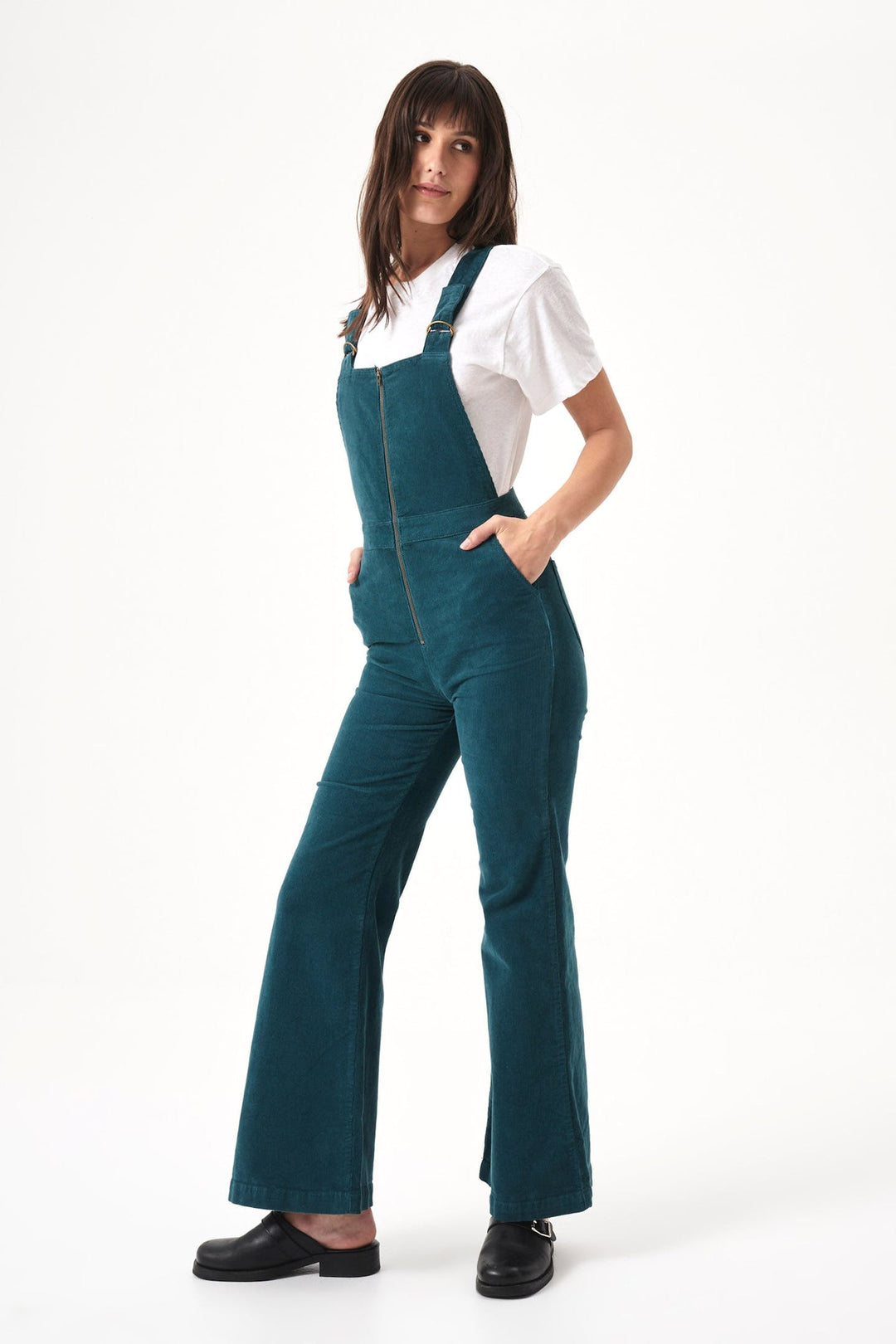 ROLLAS Womens Eastcoast Flare Overall - Forest Cord, WOMENS JUMPSUITS & OVERALLS, ROLLAS, Elwood 101