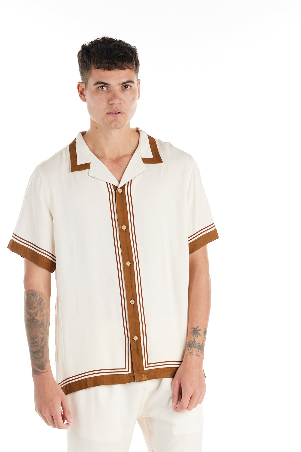 nANA jUDY Mens Lewis Short Sleeve Shirt - Bone, MENS SHIRTS, NANA JUDY, Elwood 101