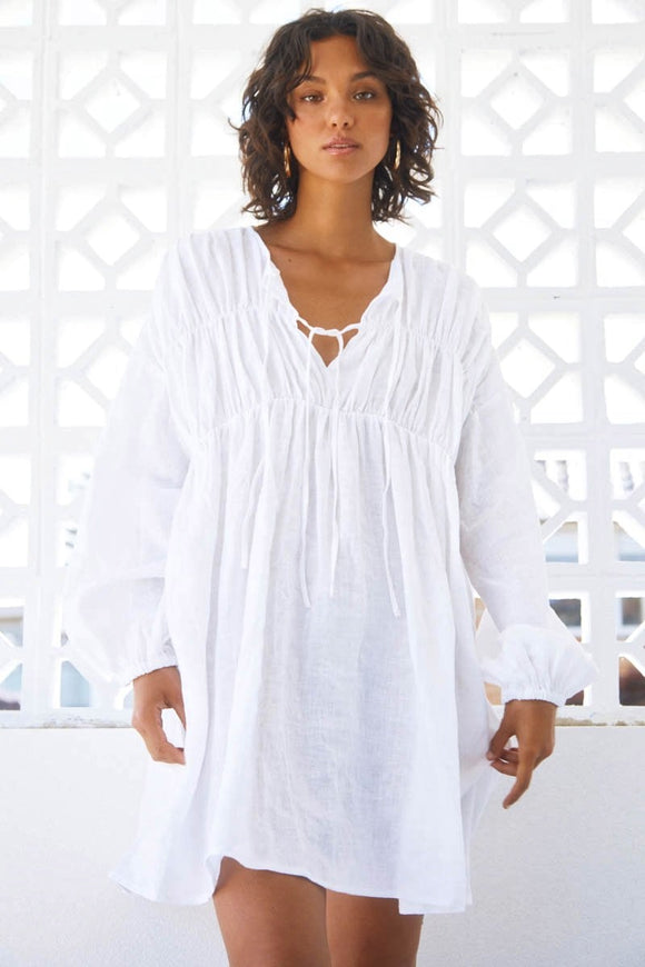 Sundays The Label WOMENS ARIES LINEN DRESS - WHITE, WOMENS DRESSES, SNDYS, Elwood 101