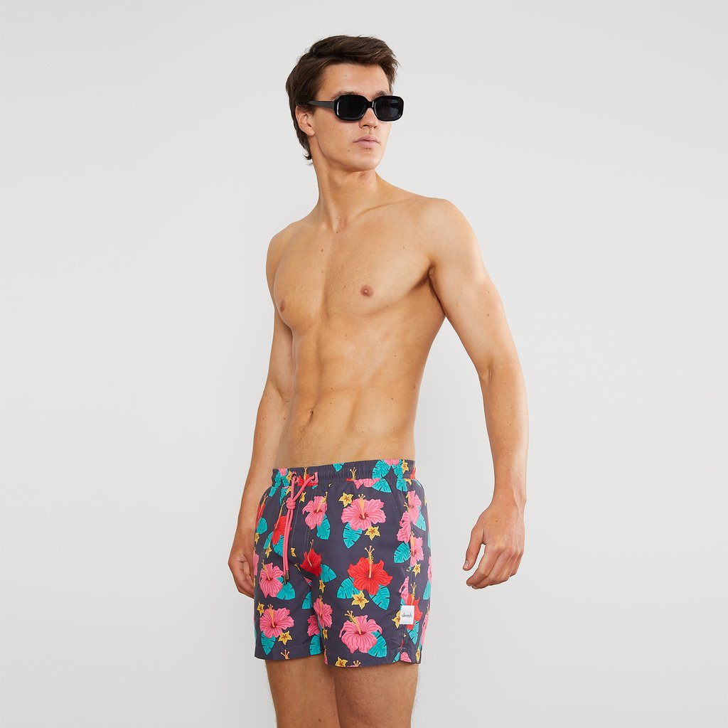 Skwosh Club MENS FRISKY HIBISKY SWIM SHORTS, MENS SHORTS, SKWOSH CLUB, Elwood 101