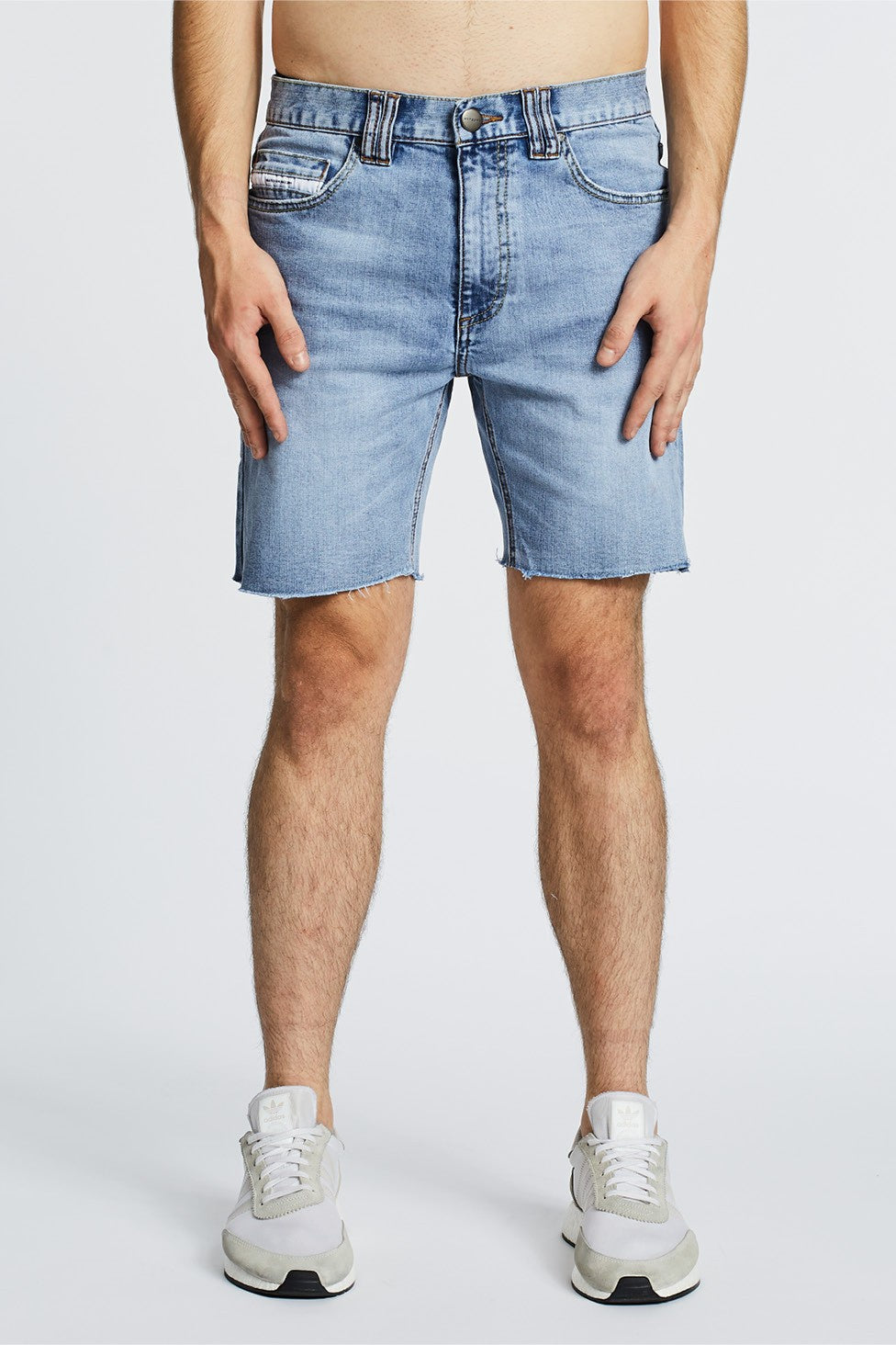 Nena Pasadena MENS SAVAGE DENIM SHORTS LIGHT AGED, MENS SHORTS, NENA PASADENA, Elwood 101