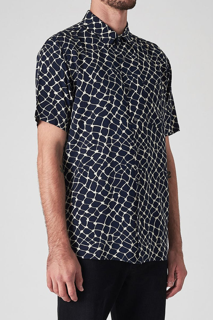Neuw MENS WEB SHORT SLEEVE SHIRT NAVY, MENS SHIRTS, NEUW, Elwood 101