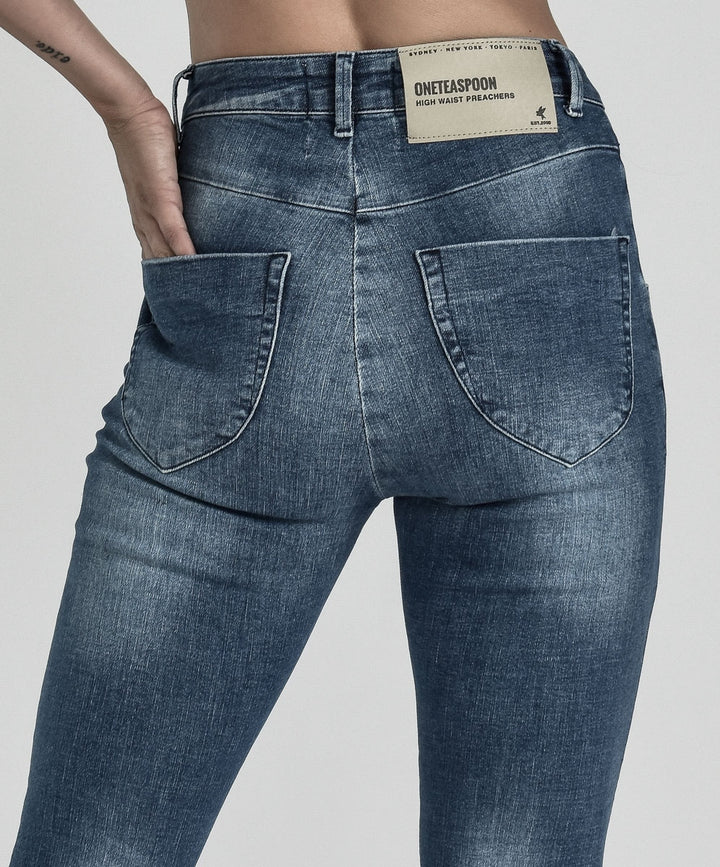 ONE TEASPOON  Womens Cali Blue Preachers High Waist Skinny Jeans, WOMENS DENIM, OneTeaspoon, Elwood 101