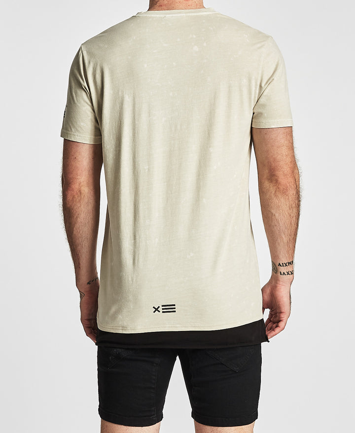 Nena Pasadena MENS IS IT LIVE STANDARD FIT TEE SHIRT WITH LAYERED HEM ACID STONE, MENS TEE SHIRTS, NENA PASADENA, Elwood 101