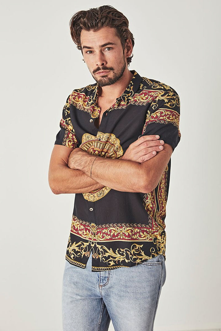 Rollas MENS BON SHORT SLEEVE SHIRT - FANCY SUN, MENS SHIRTS, ROLLAS, Elwood 101