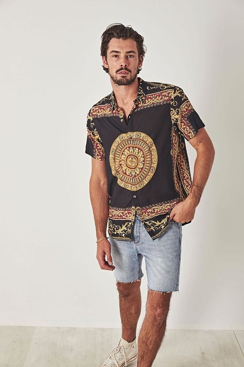 Rollas MENS BON SHORT SLEEVE SHIRT - FANCY SUN, MENS SHIRTS, ROLLAS, Elwood 101